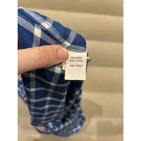 Johnnie O Mens Large Linen Long Sleeve Button Down Shirt Blue - Picture 6 of 7